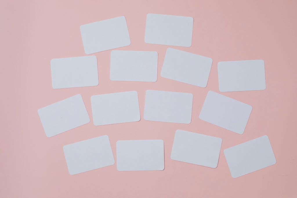 blank white squares on pink background