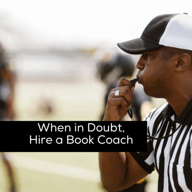 Referee wearing black and white stripes, blowing into a whistle.