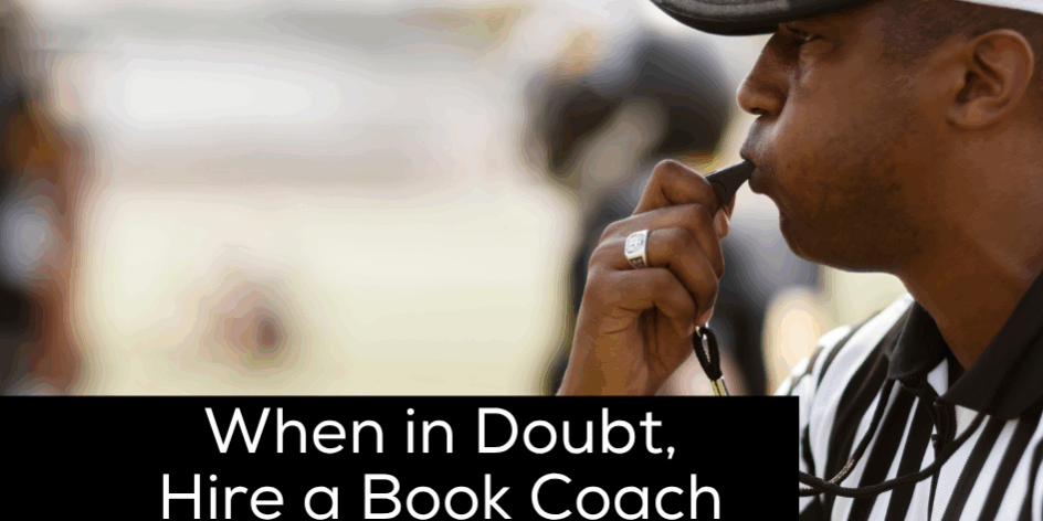 Referee wearing black and white stripes, blowing into a whistle.